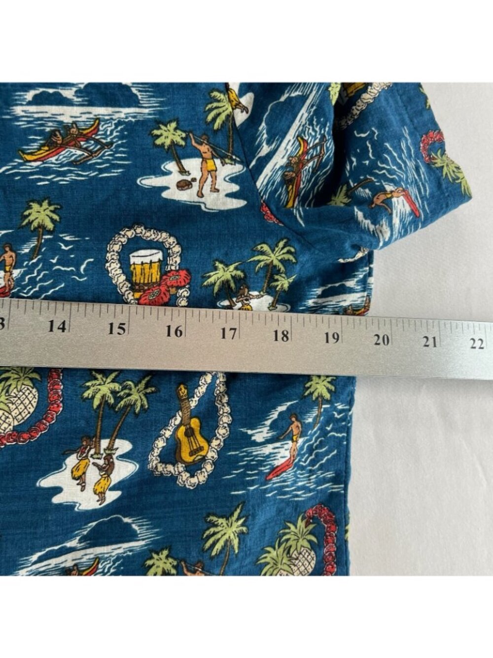 VatPave Hawaiian Print Shirt Men S Cotton Viscose Short Sleeve Casual Aloha Blue - Picture 3 of 13